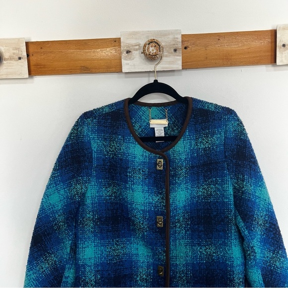 Soft Surroundings Boucle Plaid Wool Blend Jacket - Picture 3 of 14
